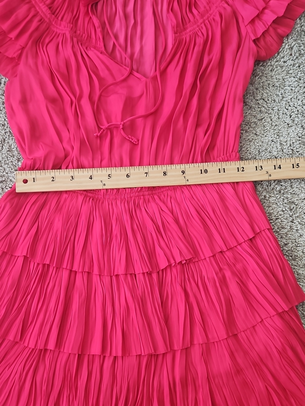 Ulla Johnson Hot Pink Ruffle Tiered Dress 4 - Picture 6 of 10